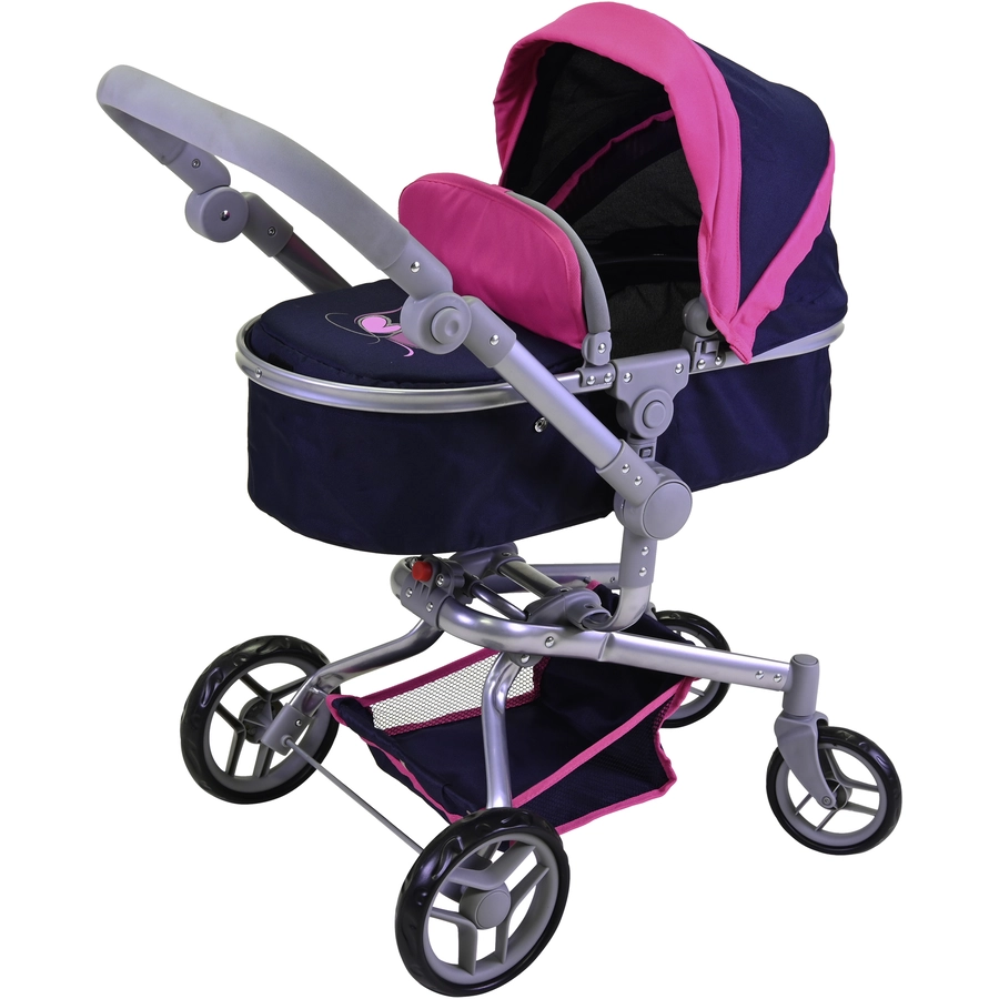 knorr toys® Puppenwagen Boonk - flying hearts blue pink blau