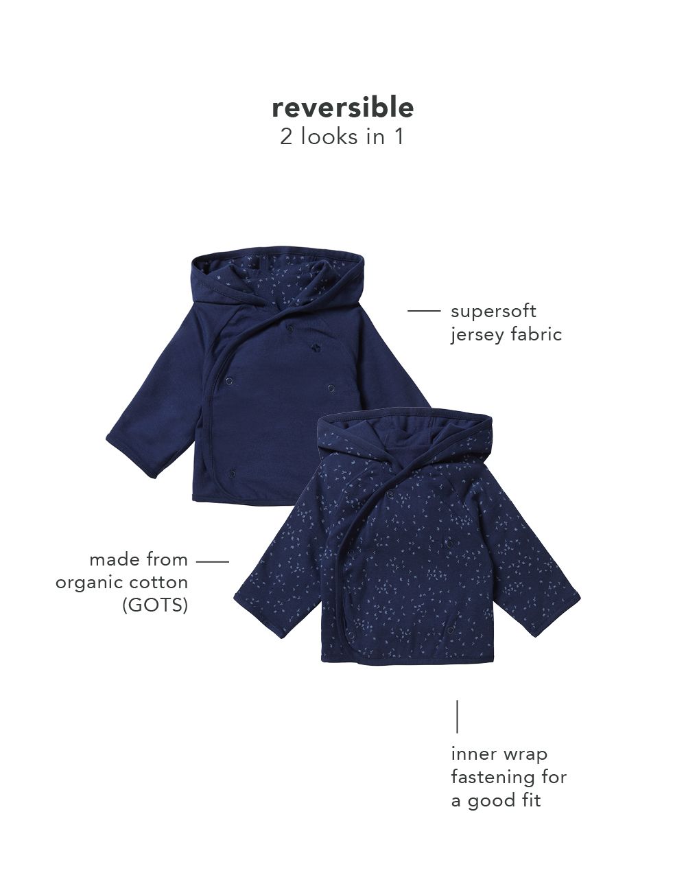 Noppies Newborn Jack Naper - Reversible - Black Iris