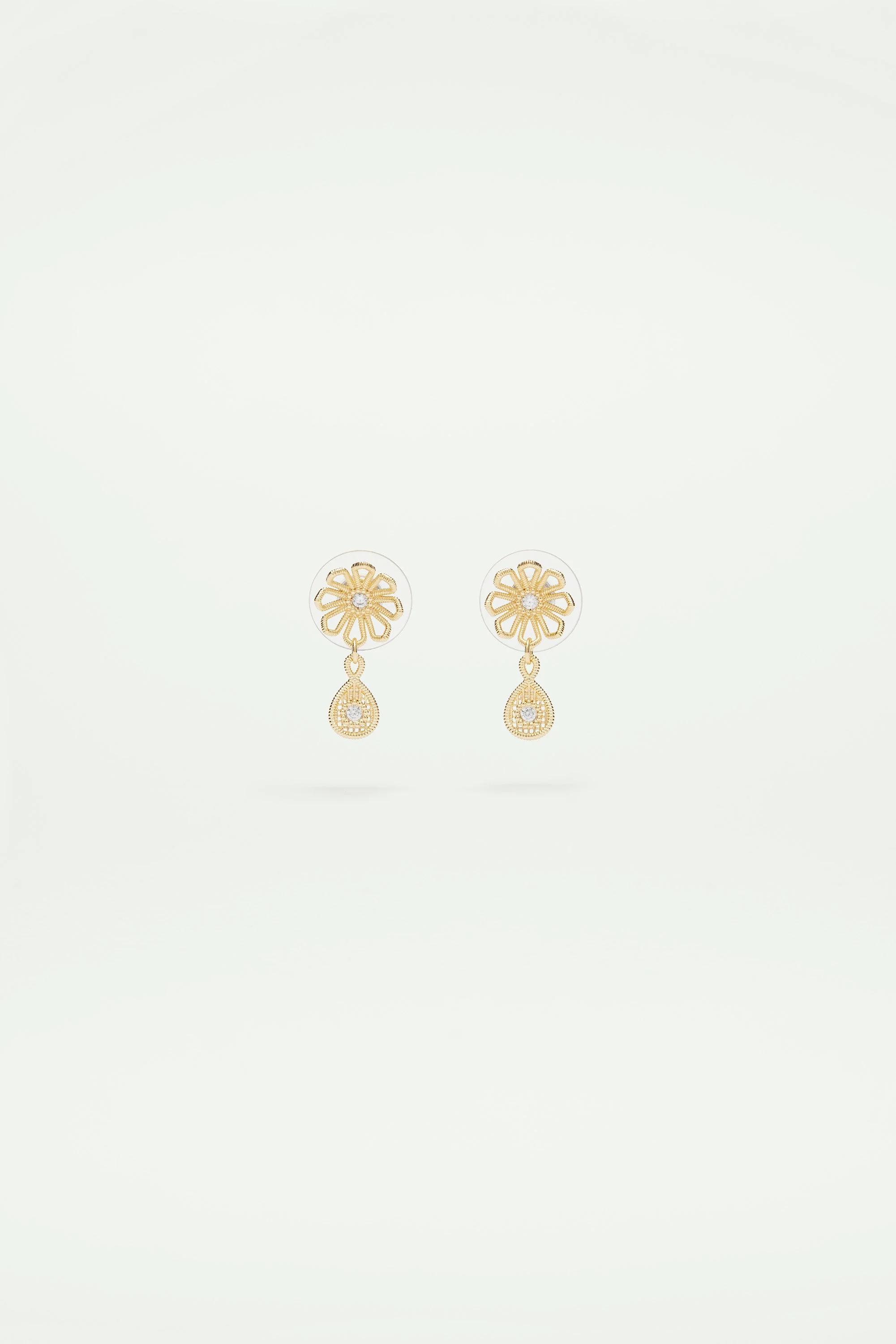 Boucles d'oreilles fleur fil d'or | Jaune