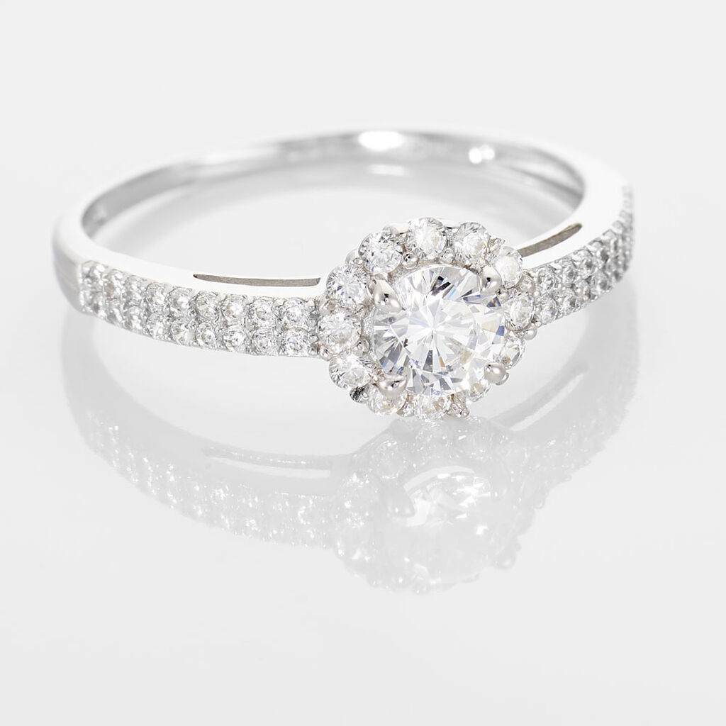 Bague Solitaire Fathima Or Blanc Oxyde De Zirconium
