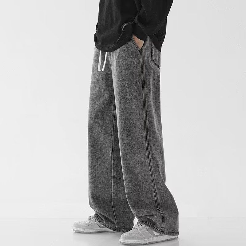 Craltuxe - Hoge taille gewassen losse wijde jeans