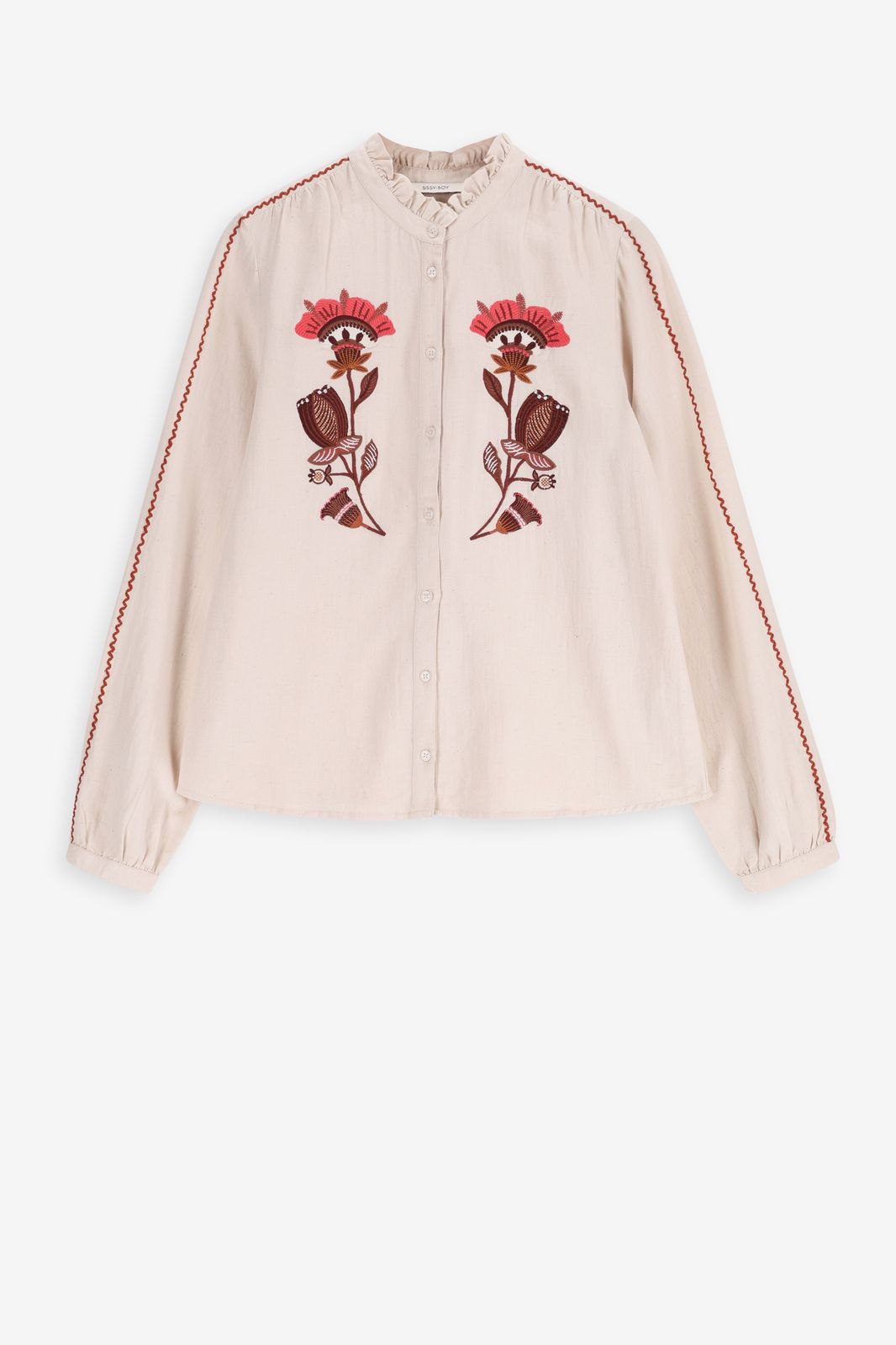 Beige blouse met embroidery