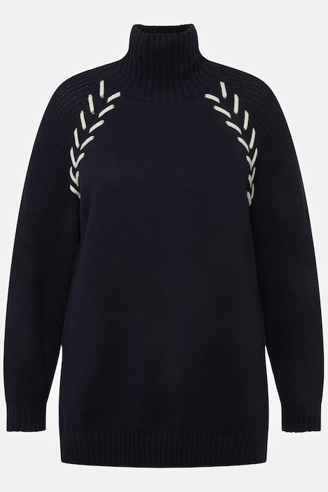 Pullover, Schmuckbänder, Stehkragen, Langarm