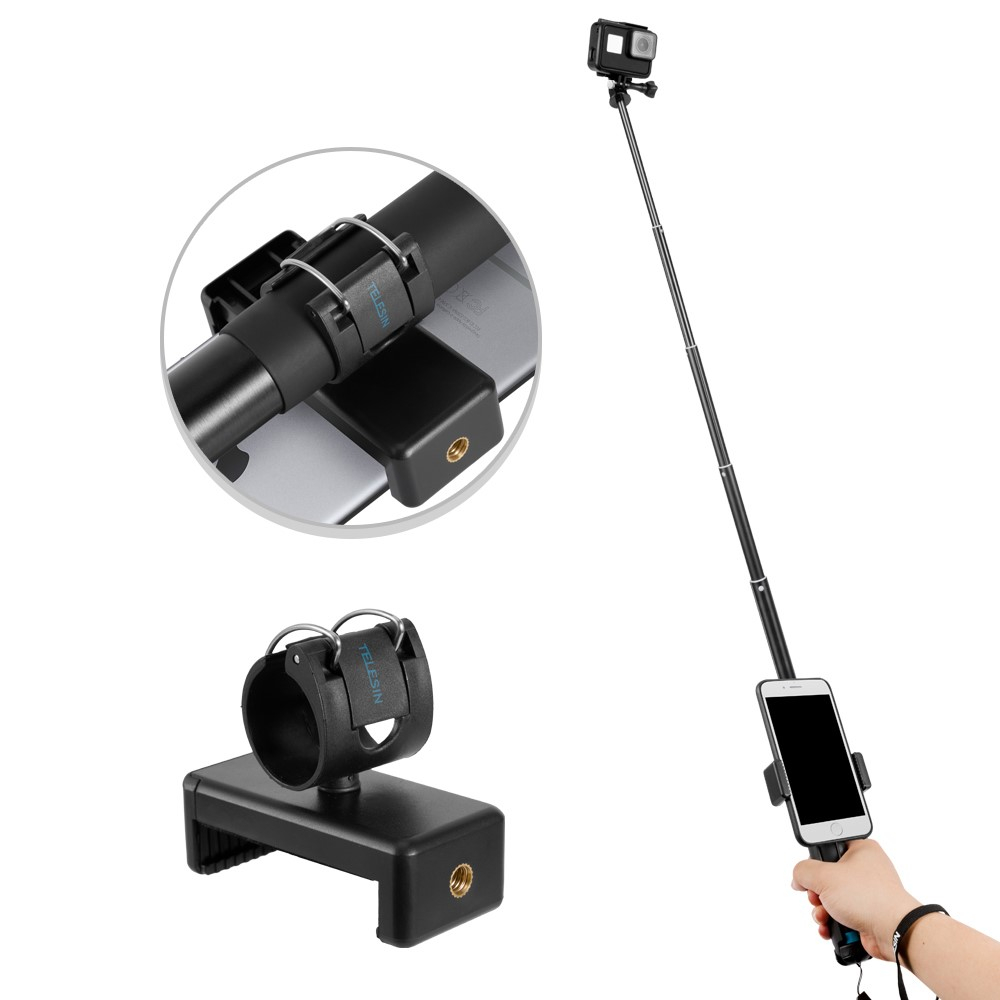(90cm) 2in1 Aluminium Selfie Stick Tripod Dreibein Stativ Halterung für Smartphone und GoPro (mit Adapter) - Schwarz