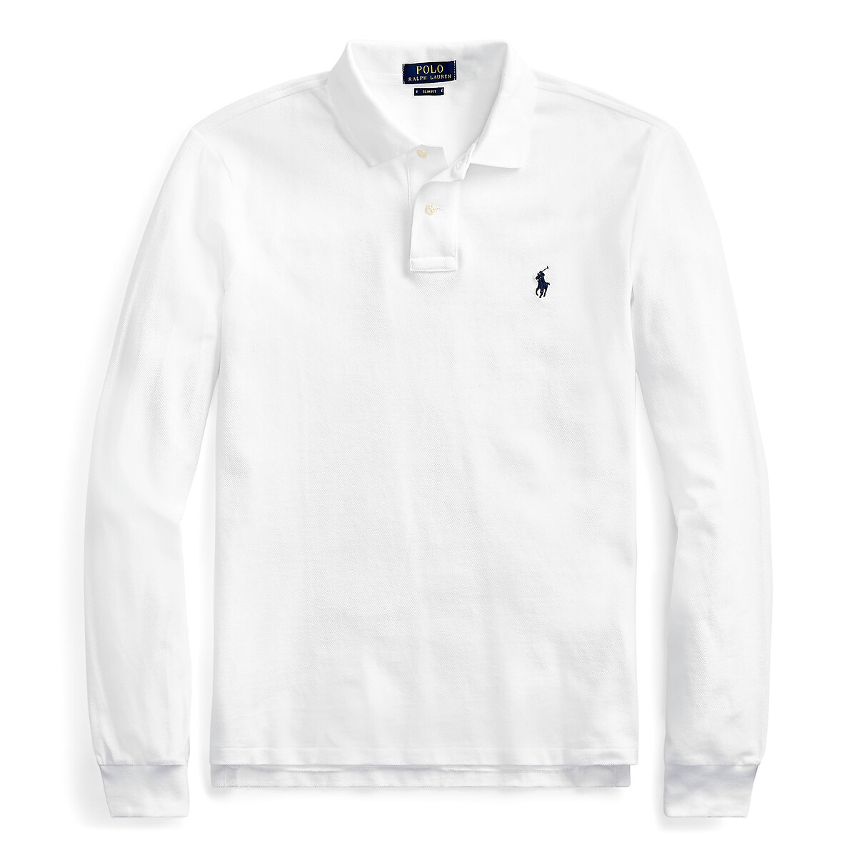 POLO RALPH LAUREN<br>Polo de manga comprida com corte justo em piqué