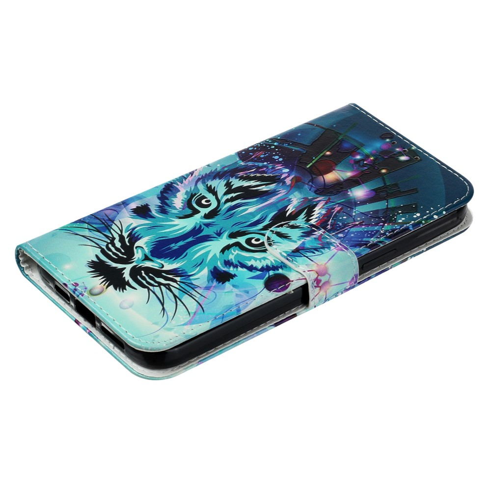 iPhone 16 Pro Max Leder Tasche mit Kartenfächer - Blue Wolf