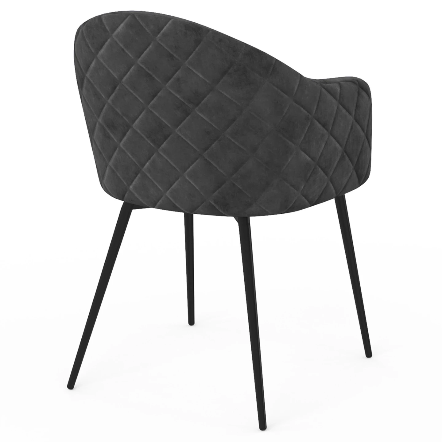 Lot de 2 chaises de salle à manger, fauteuils de table MOLY en velours gaufré gris foncé