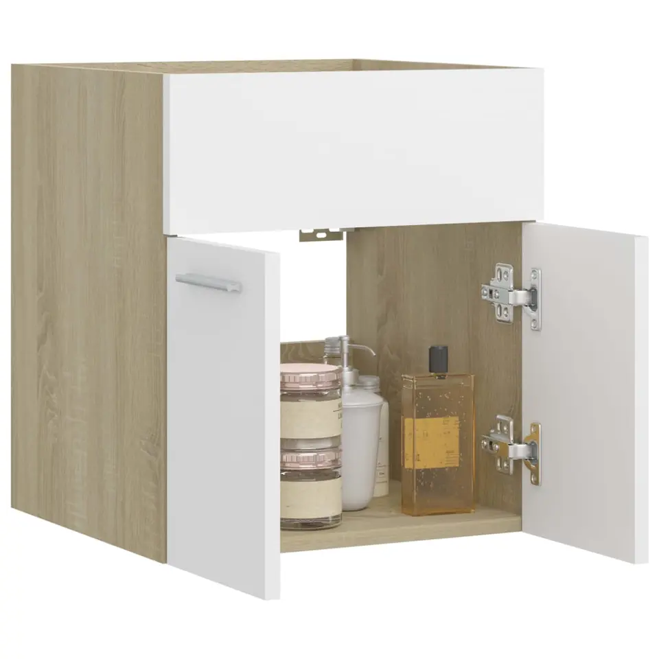 vidaXL - Wastafelkast - Wit - Bewerkt hout - 41 x 38.5 x 46 cm