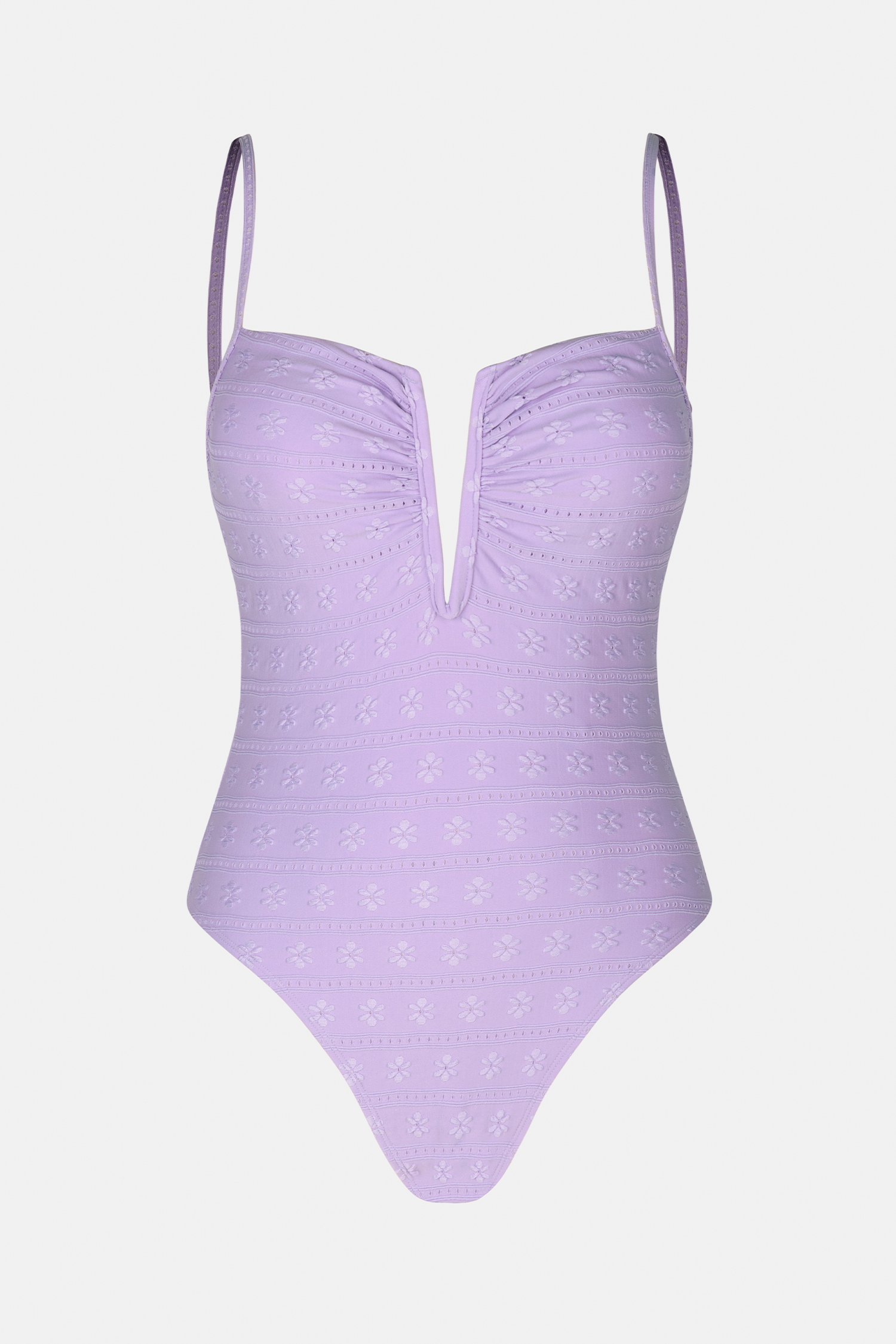 Maillot de bain une pièce avec col en V à œillets