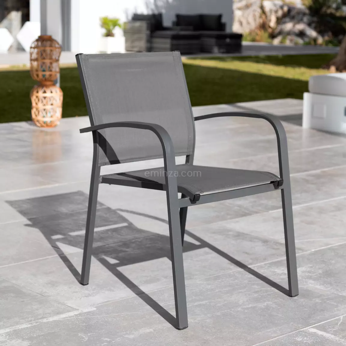 Fauteuil de jardin aluminium empilable Murano Gris anthracite