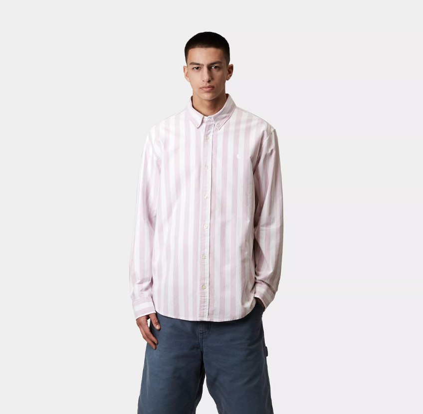 Carhartt WIP LS Dillion Shirt Hortensia / White