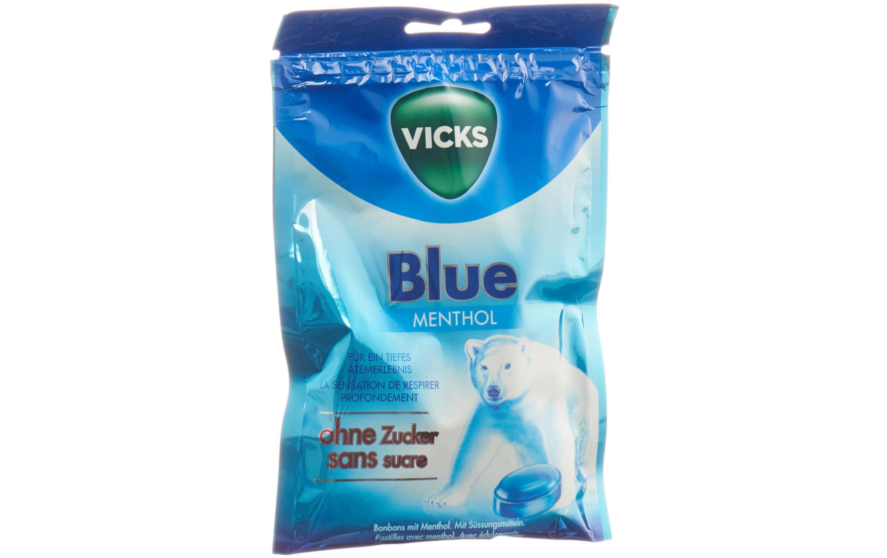 Pastillen Blue mit Menthol ohne Zucker 72 gBonbons mit Menthol zuckerfrei