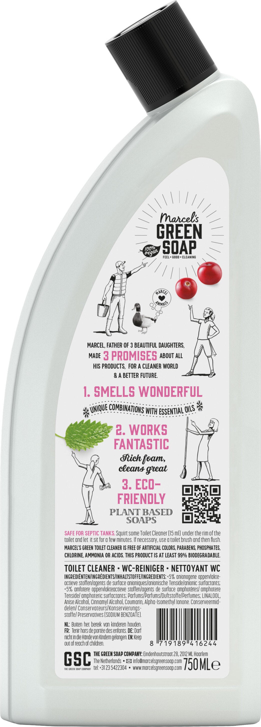 Marcel's Green Soap toiletreiniger Patchouli en Cranberry 750 ml