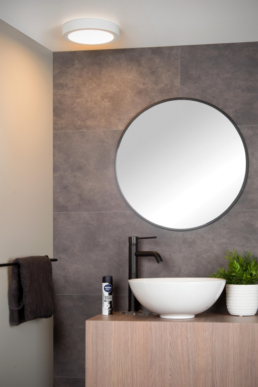 Lucide Brice Ø24 plafondlamp LED badkamer IP44 wit