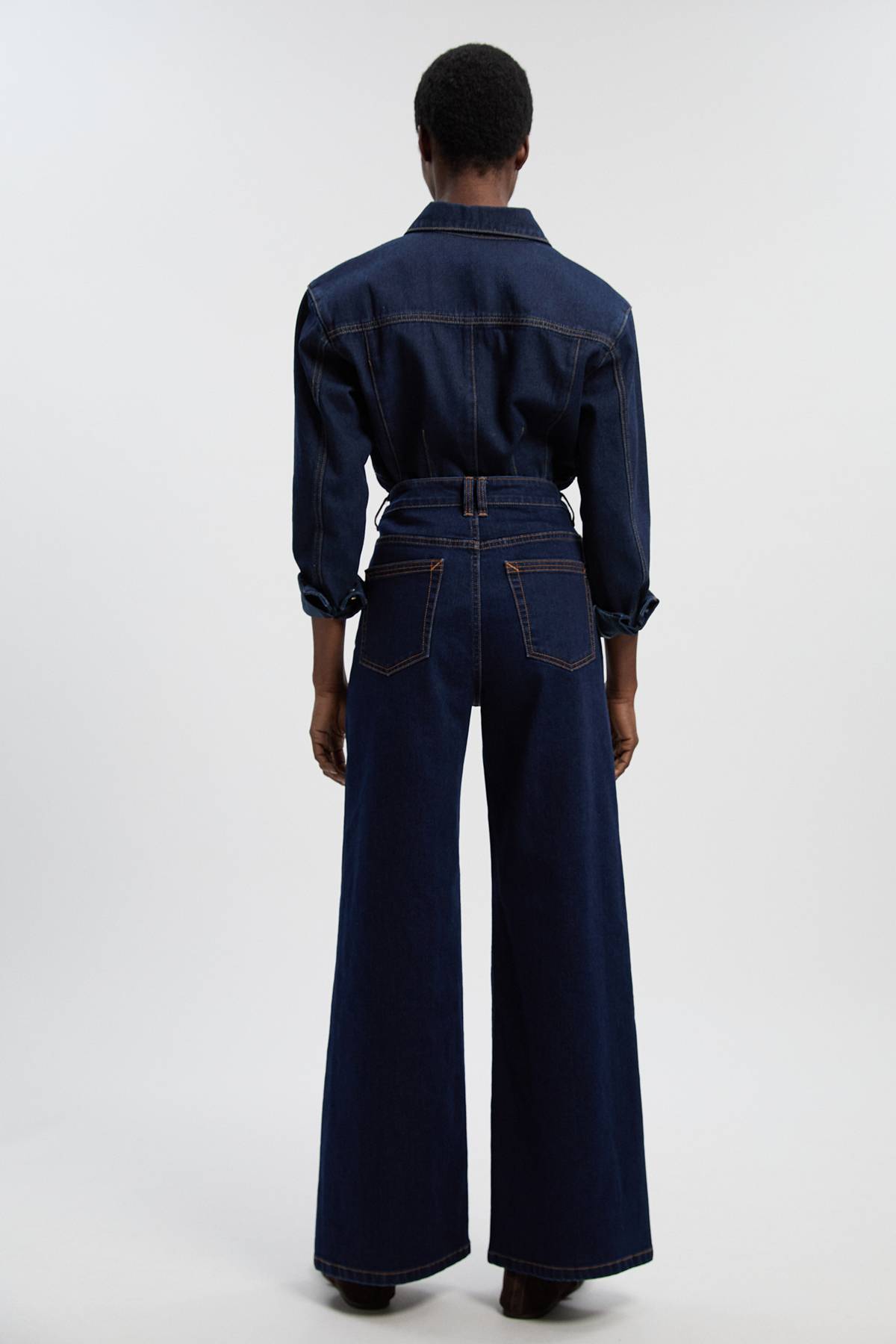 KarenMillen Jean Taille Haute Jambe Large en Denim