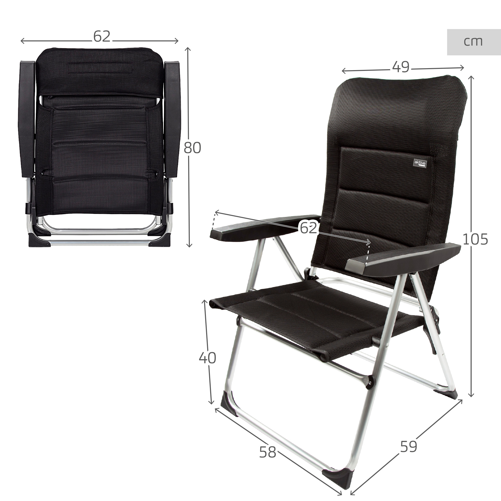 Silla Plegable Garden Colchado Deluxe Multiposición Aktive