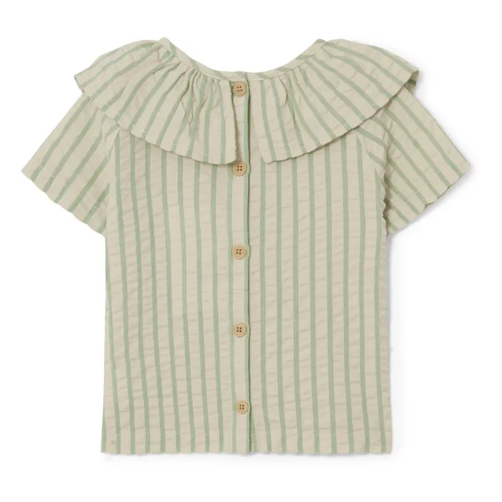 garbo&friends Blouse Rayée Seersucker | Vert