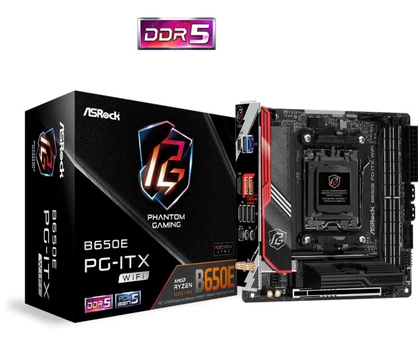 [OUTLET] - ASRock B650E PG-ITX WiFi - Bundkort - mini ITX - Socket AM5 - AMD B650 Chipset - USB 3.2 Gen 1, USB 3.2 Gen 2, USB-C 3.2 Gen2, USB-C 3.2 Gen 2x2 - Bluetooth, 2.5 Gigabit LAN, Wi-Fi 6 - onboard grafik (CPU påkrævet) - High Definition Audio