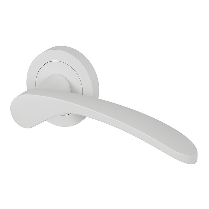 Ensemble poignée sur rosace rond à visser GoodHome Beare mat blanc Ø50mm