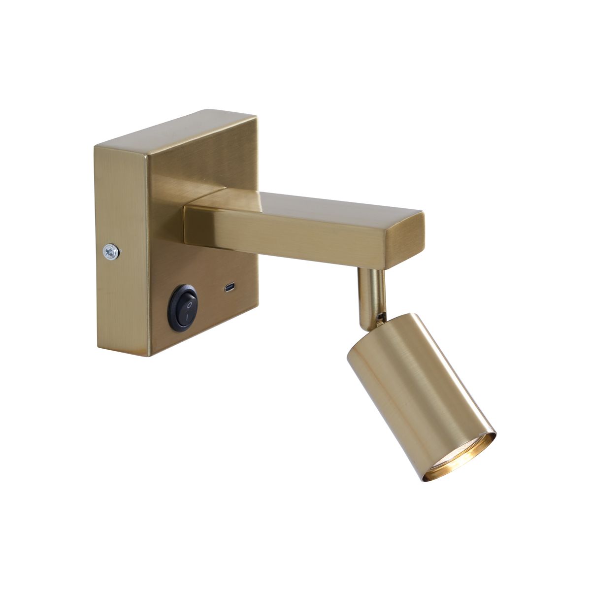 Moderne wandlamp goud met USB-C kantelbaar - Rex