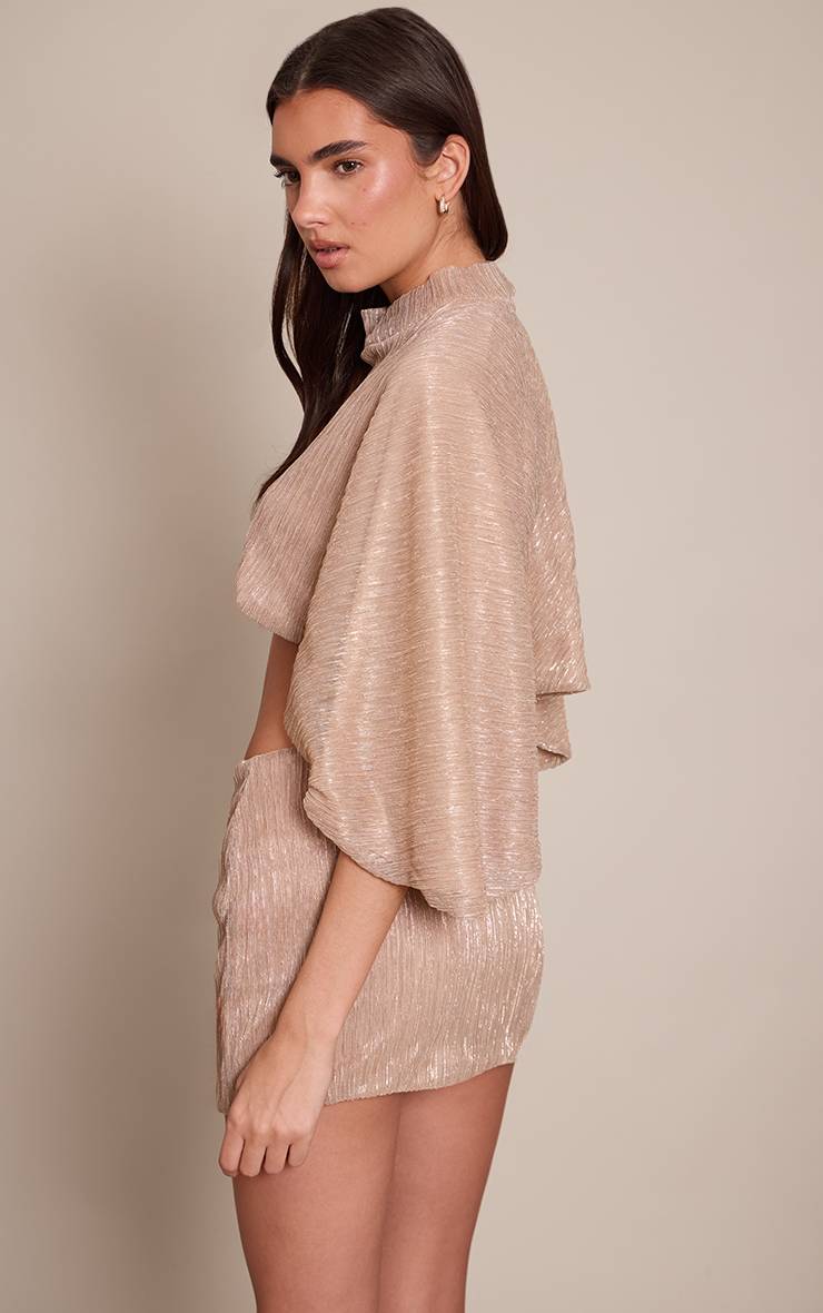 Doré Mini-jupe À Paillettes Texturées Avec Taille Repliée Coordonnée