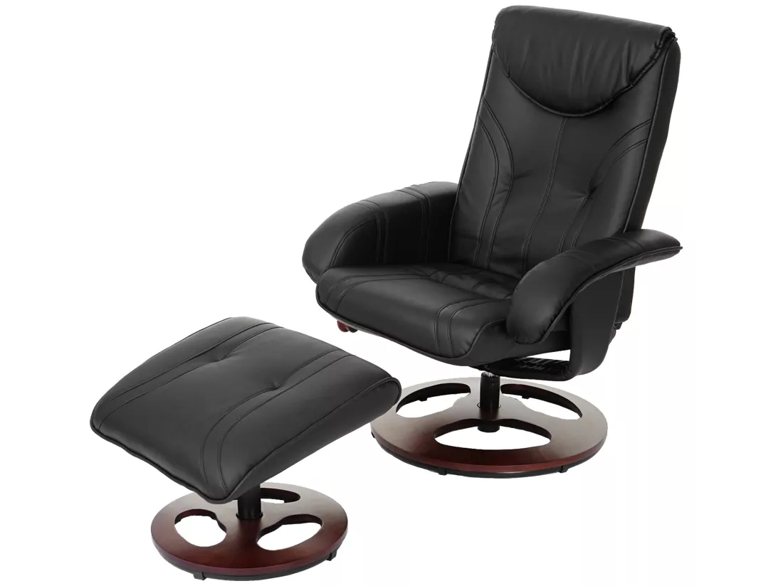 Fauteuil de relaxation MCW-C46 avec pouf, noir