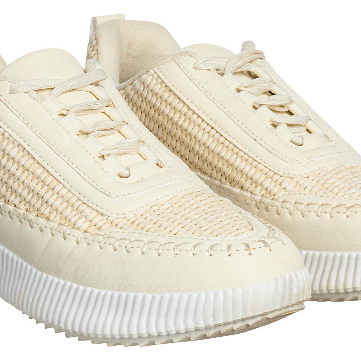 Gina Benotti Damen Sneaker mit Bast-Einsatz hellbeige