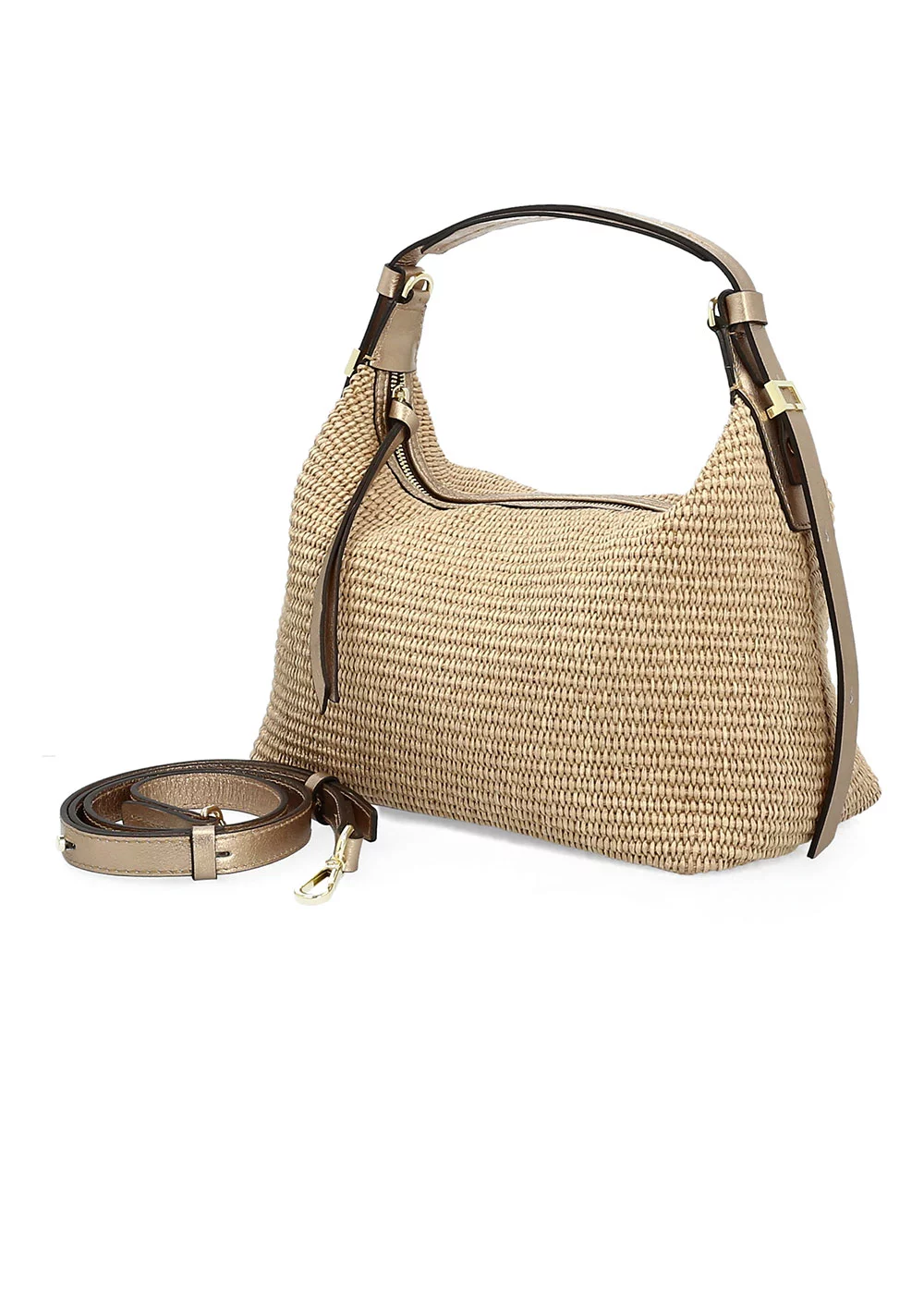 PETIT EMILIA RAPHIA ET CUIR METALISE
