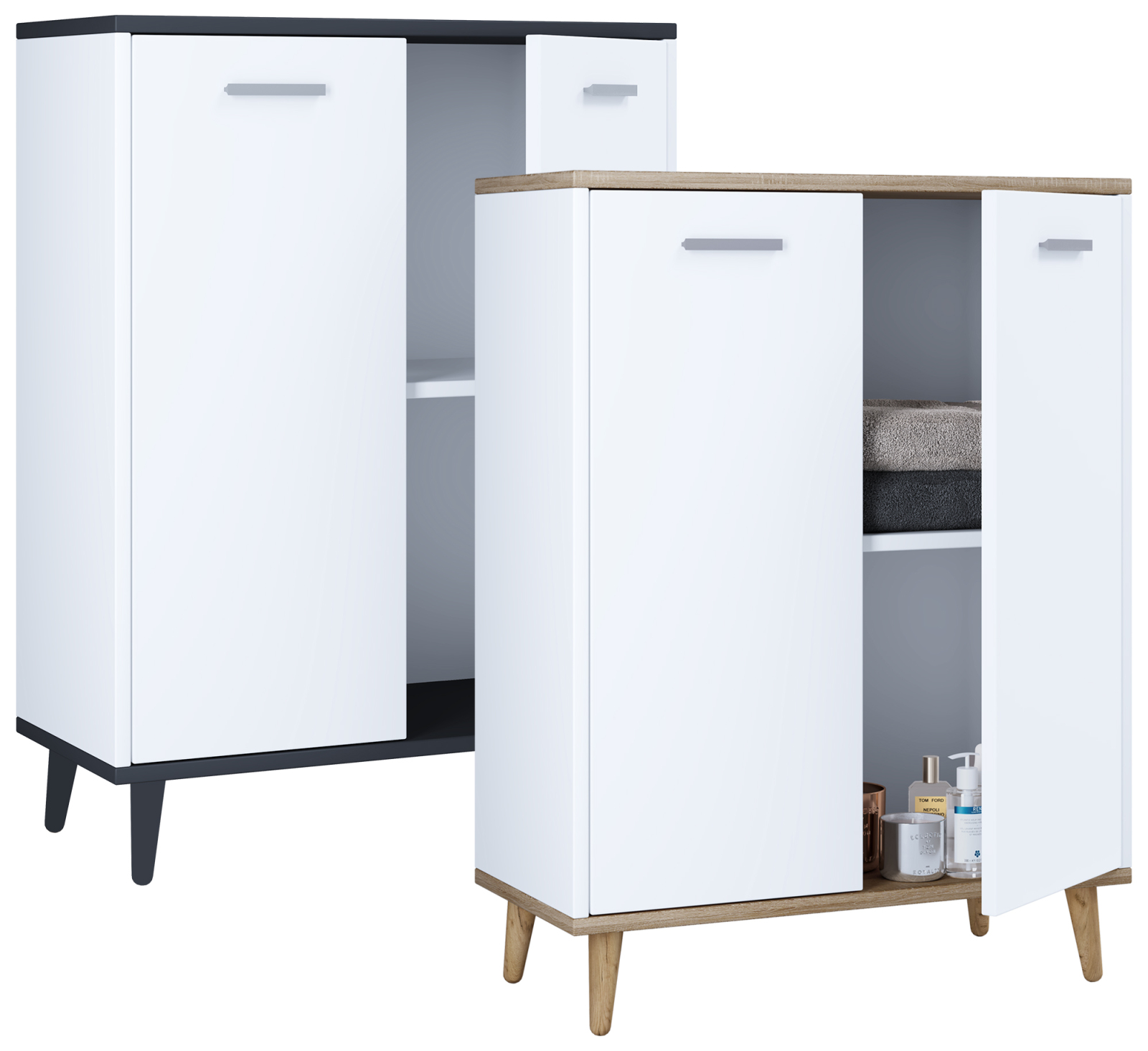 Kommode LANDOS - weiß-anthrazit - 60 cm