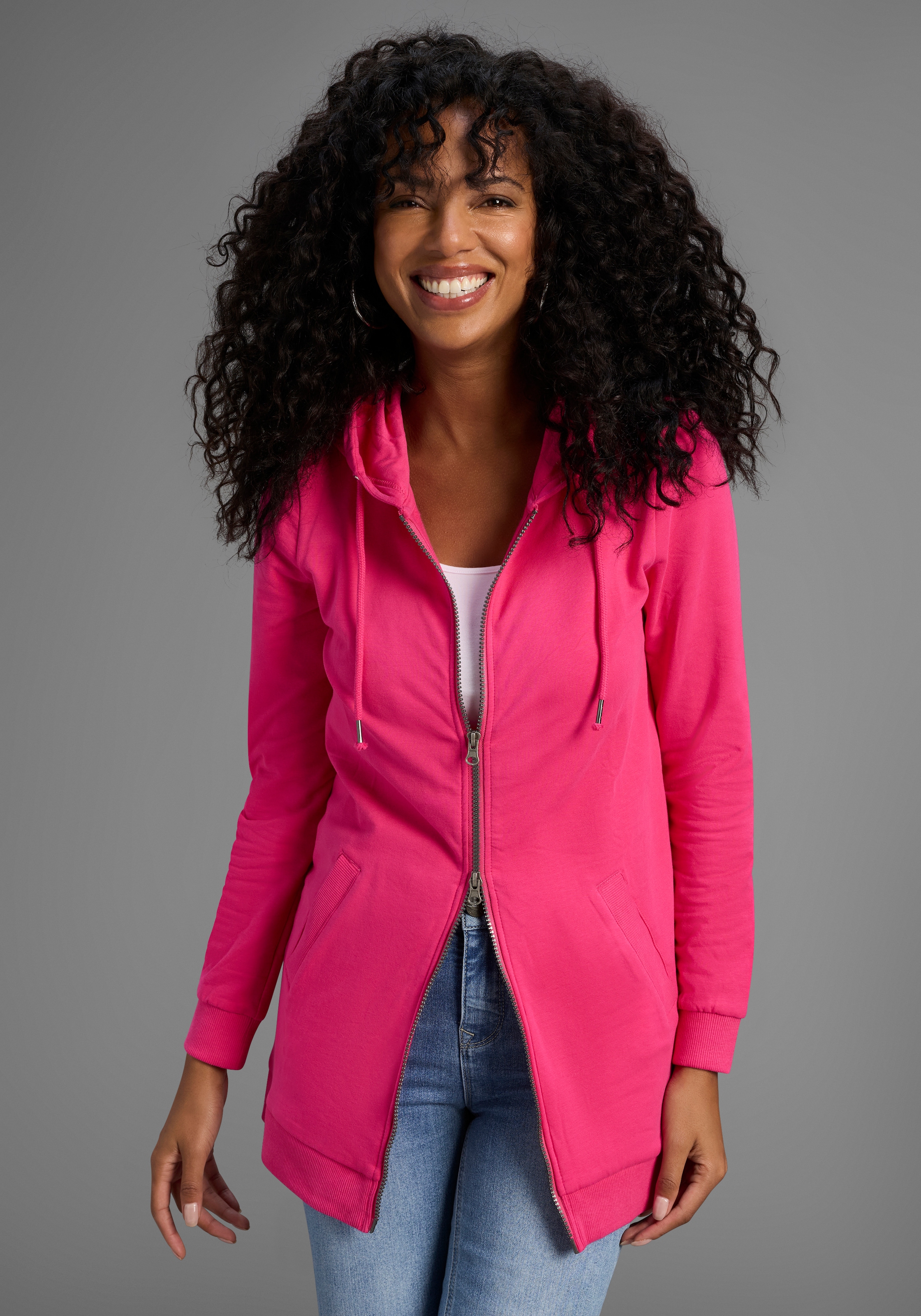 Flashlights Sweatjacke , in langer Form mit Zipper