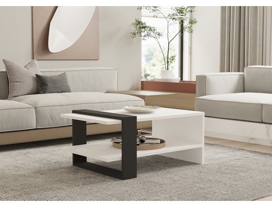 CONCEPT1 - Table basse Fonda blanc anthracite 80 x 55 x h35cm