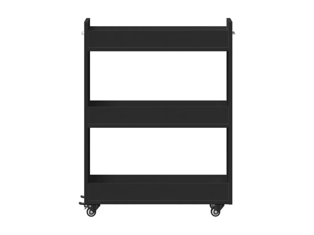 Armoire avec roues noir 60x22x79 cm bois d'ingénierie