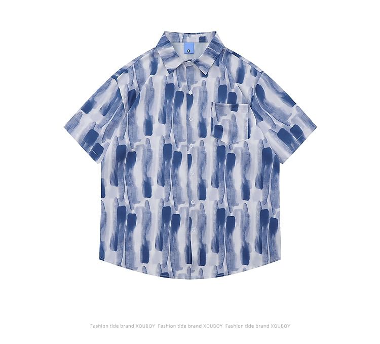Capbrew - Tie-dye overhemd met korte mouwen en knoopjes