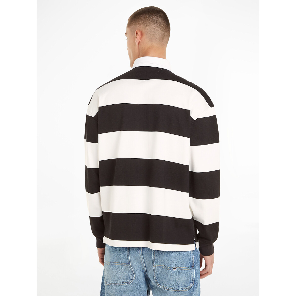 TOMMY JEANS<br>Camisa polo listrada com mangas compridas e largas