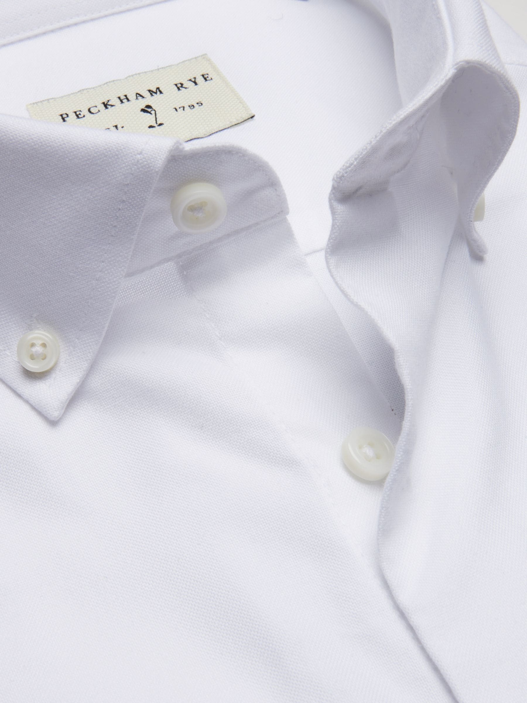 Wit - Peckham Rye Oxford-overhemd met lange mouwen van 100% katoen
