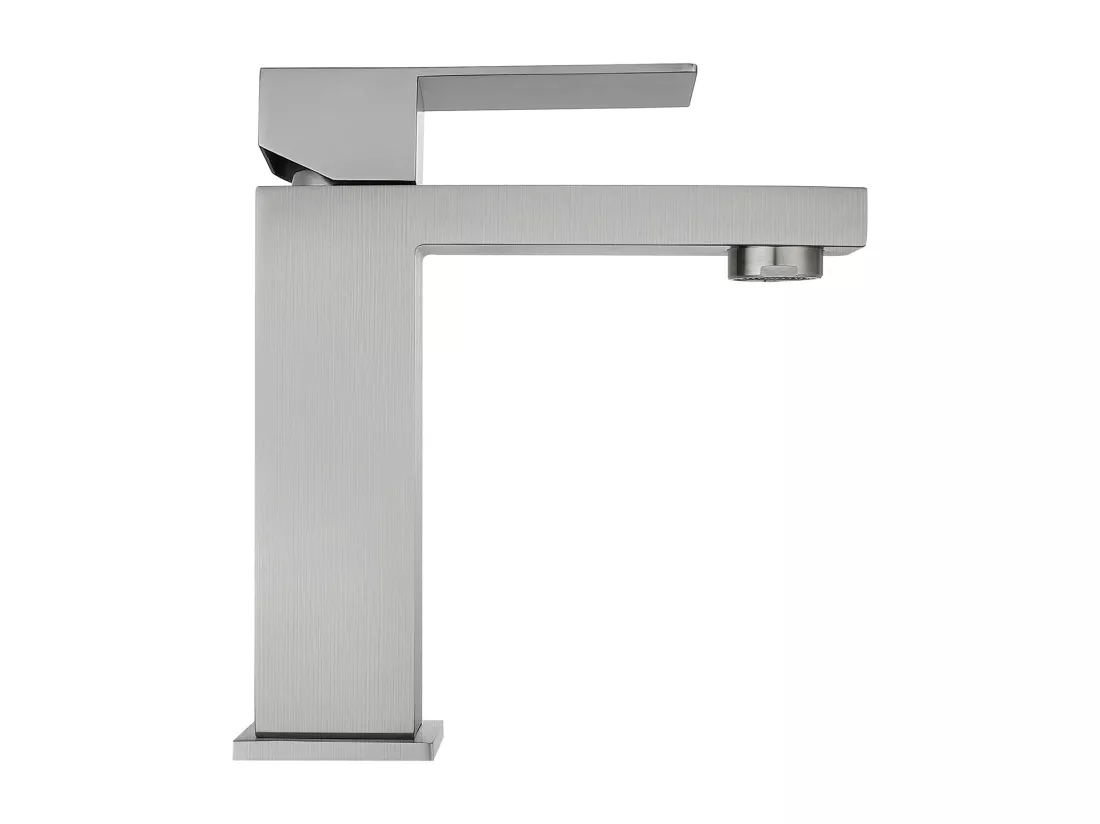 Robinet mitigeur mécanique carré en inox - Coloris nickel brossé - H17,3 cm - CANILAS