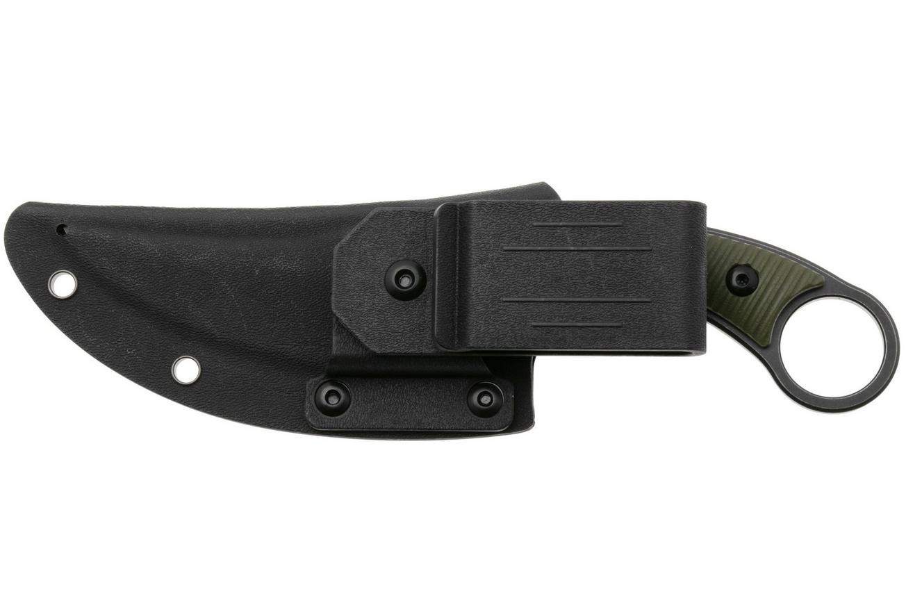 QSP Knife Viper QS166-B2 Blackwashed 10Cr15MoV, Green G10, vaststaand mes
