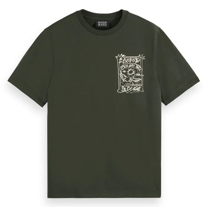 Scotch & Soda Front Chest Artwork Shirt Heren