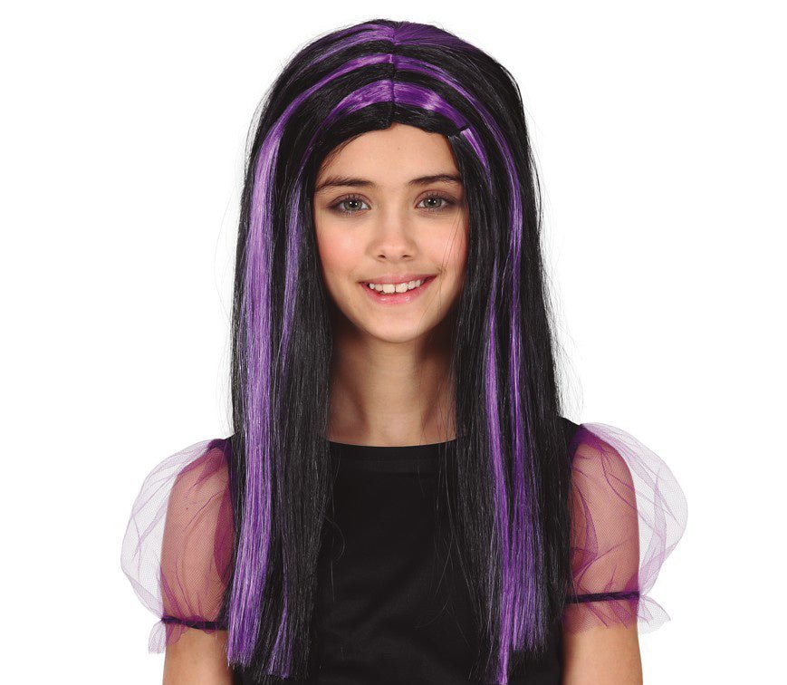 Halloween Pruik Paarse Strepen