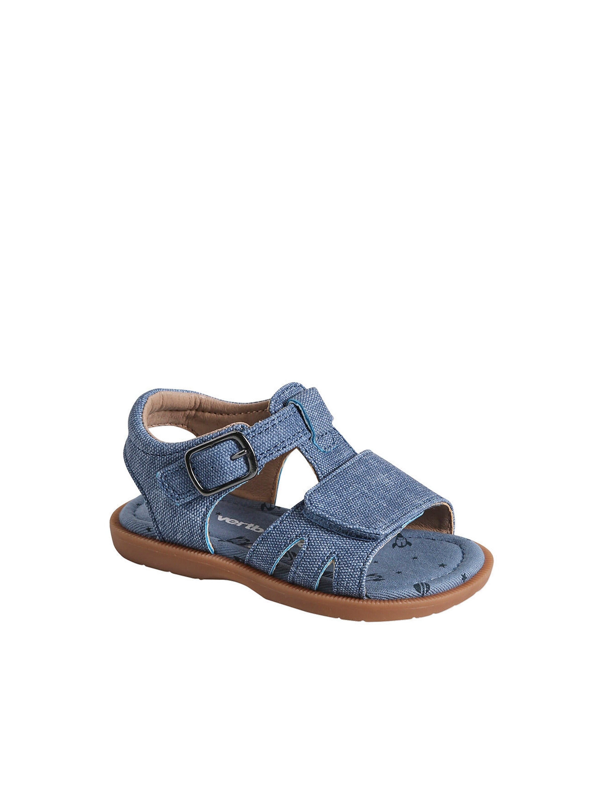 Vertbaudet Baby Klett-Sandalen, Denim-Optik jeansblau