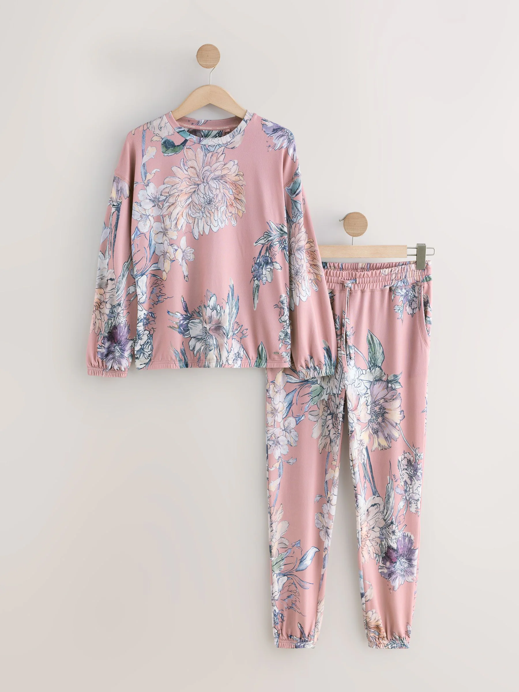 Roze bloemen - Behaaglijke pyjama met lange mouwen