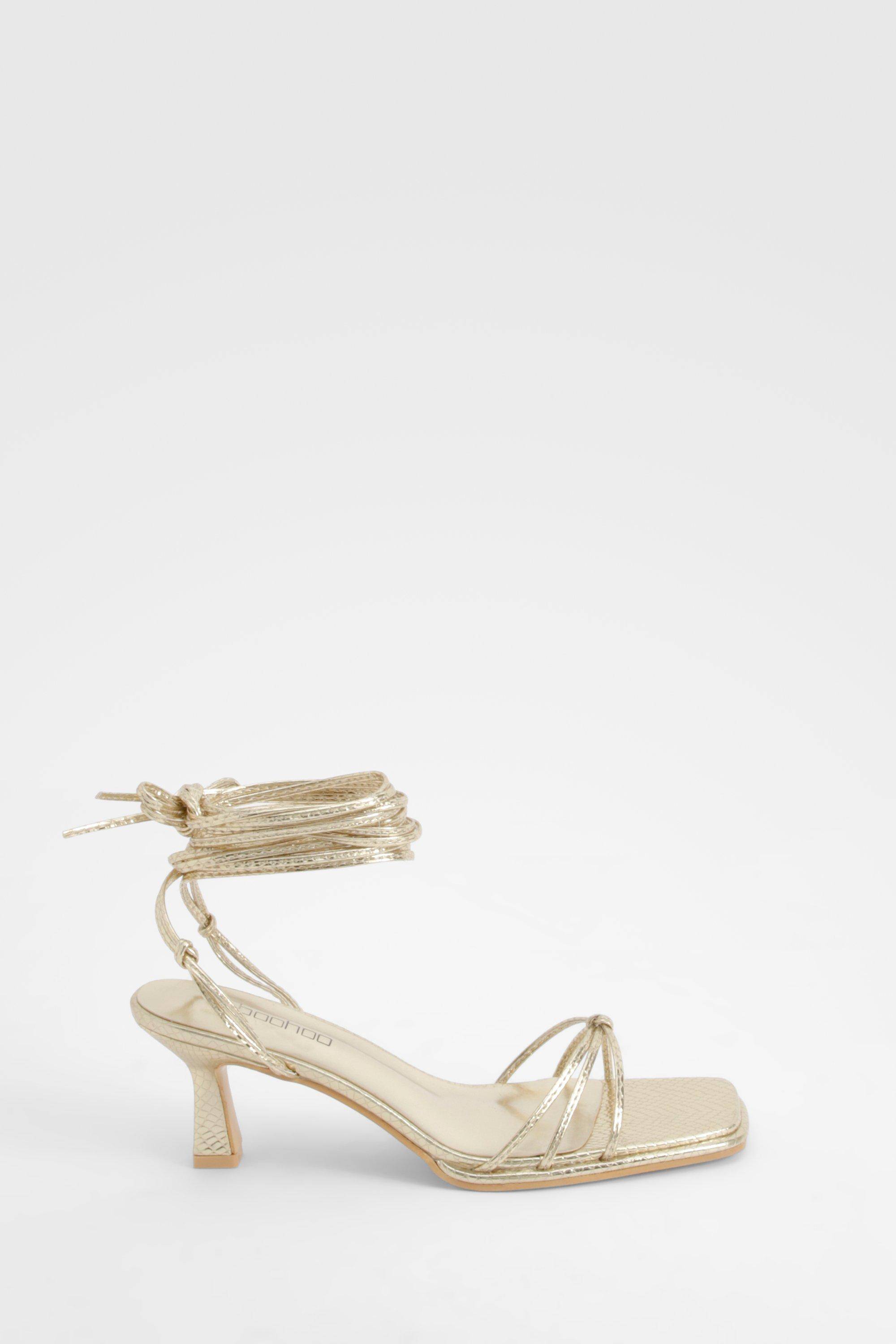 boohoo Talons métalliques à lanières effet croc et coupe large