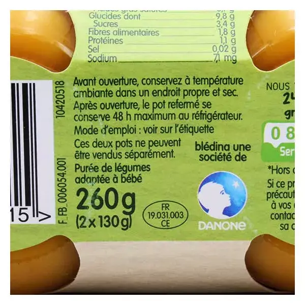 Abóbora Orgânica Blédina Harvests, Pacote com 2 unidades de 130g