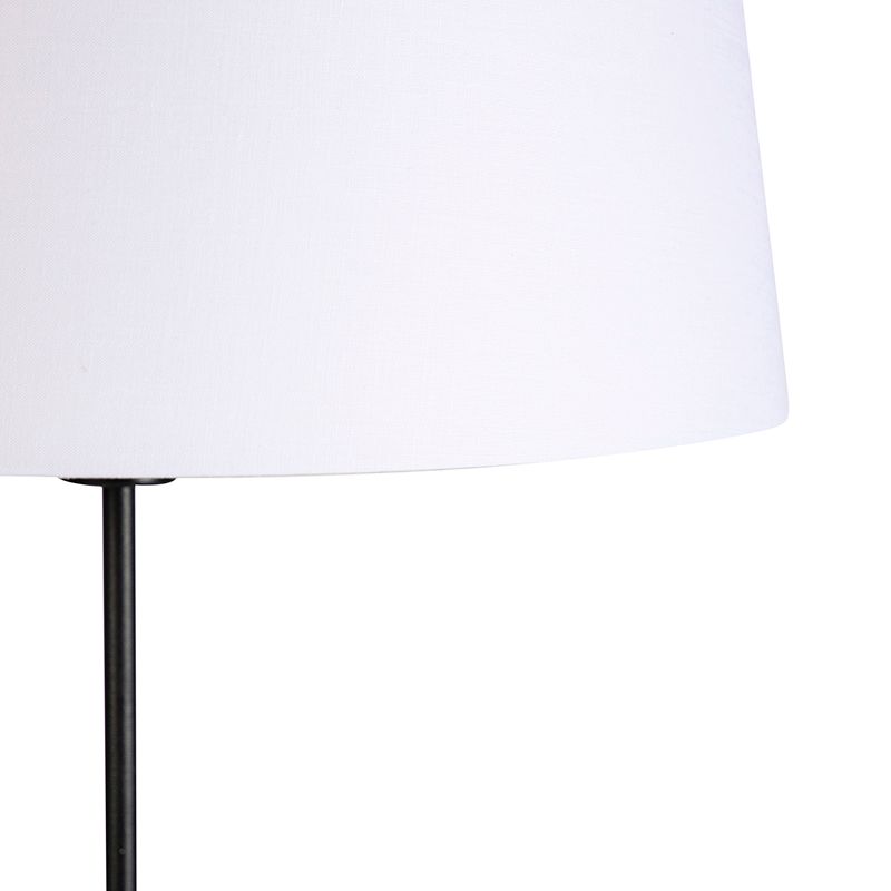 Vloerlamp zwart met witte linnen kap 45 cm verstelbaar - Parte
