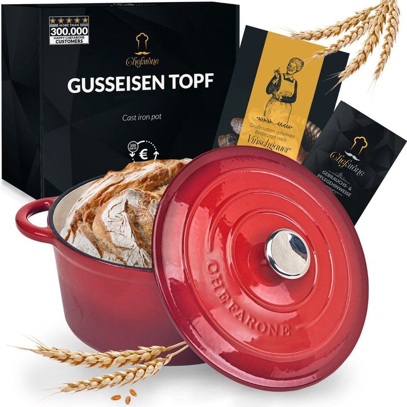 Chefarone Gietijzeren Pan - Multifunctionele Braadpan met Deksel