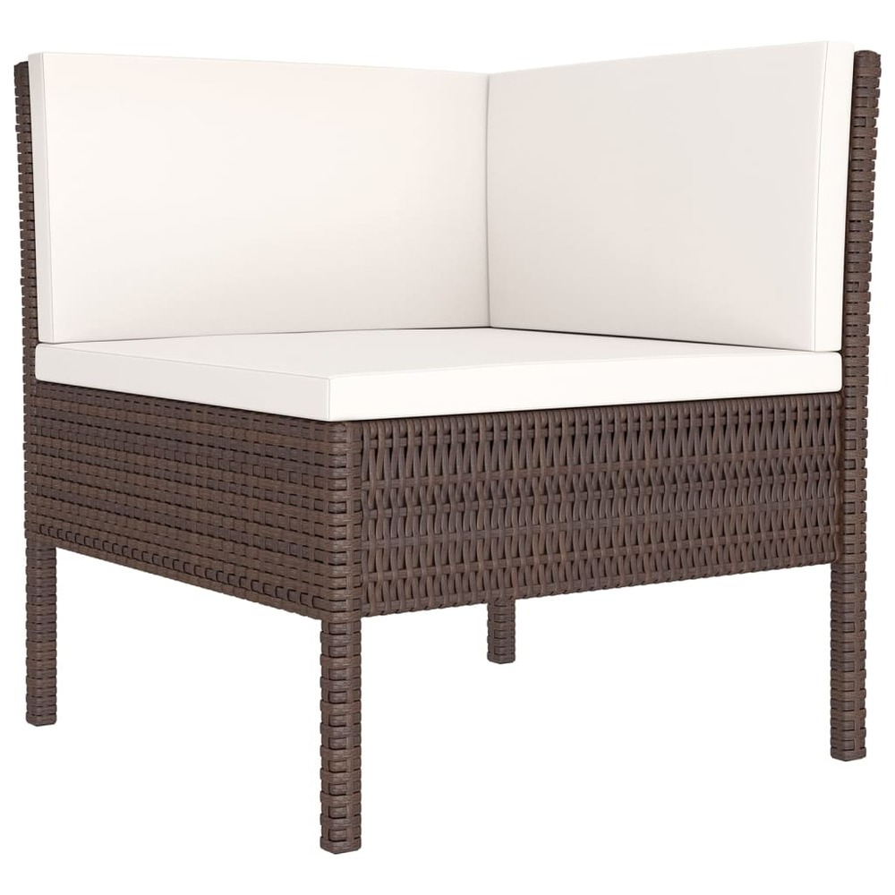 Salon de jardin meuble d'extérieur ensemble de mobilier 5 pièces avec coussins résine tressée marron