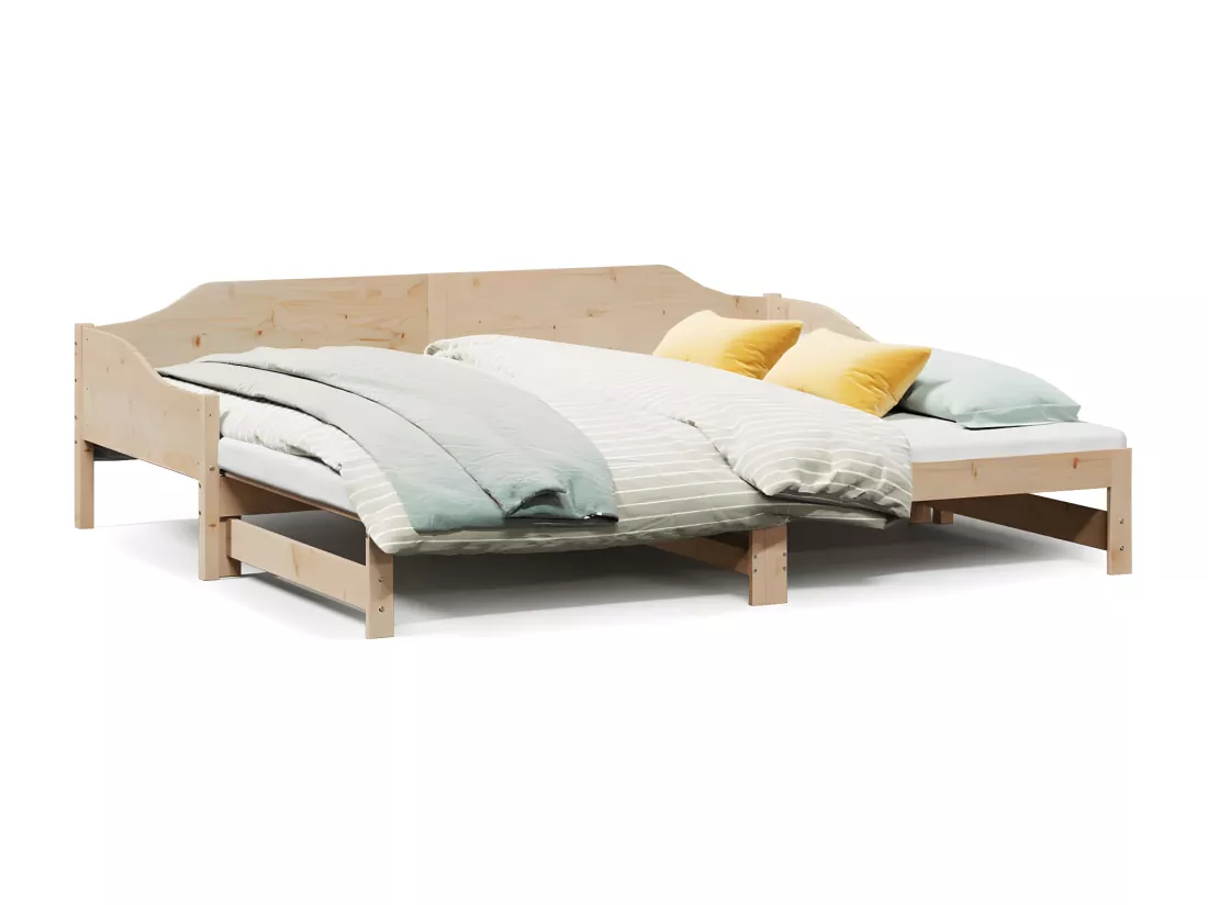 Lit de jour avec lit gigogne 90x200 cm bois de pin massif