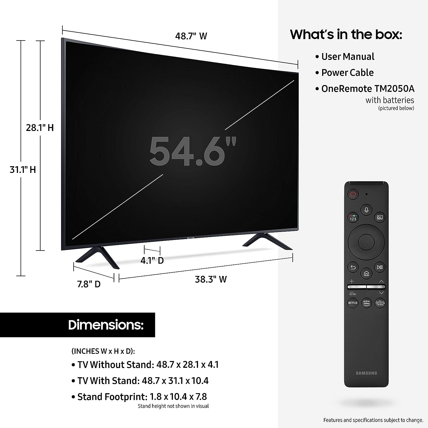 TV Samsung Curva UHD de 55 polegadas Série TU-8300 - Smart TV 4K UHD HDR com Alexa integrada (UN55TU8300FXZA, modelo 2020), PRETO CARVÃO