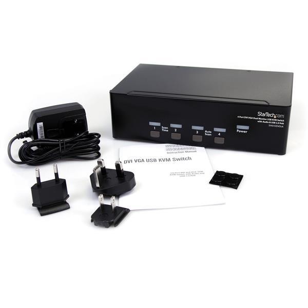 StarTech.com STARTECH Commutateur KVM DVI/VGA USB - pour 4 Ordinateurs avec Audio et 2 écrans DVI/VGA