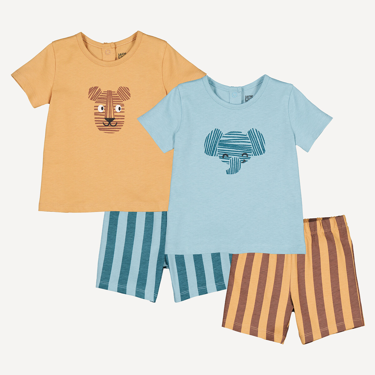 COLEÇÃO LA REDOUTE<br>Conjunto de 2 shorts de pijama de algodão, estampa animal